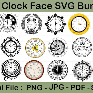 Paquete SVG de esfera de reloj - Números de reloj - Reloj con números romanos - Reloj Svg - Clipart de esfera de reloj - Silhouette Cricut Cut Svg