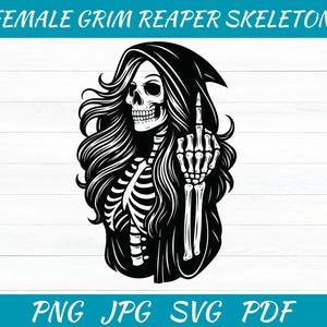 Female Grim Reaper SVG: Middle Finger Skull Vector - Cricut, Cameo (Instant Download)