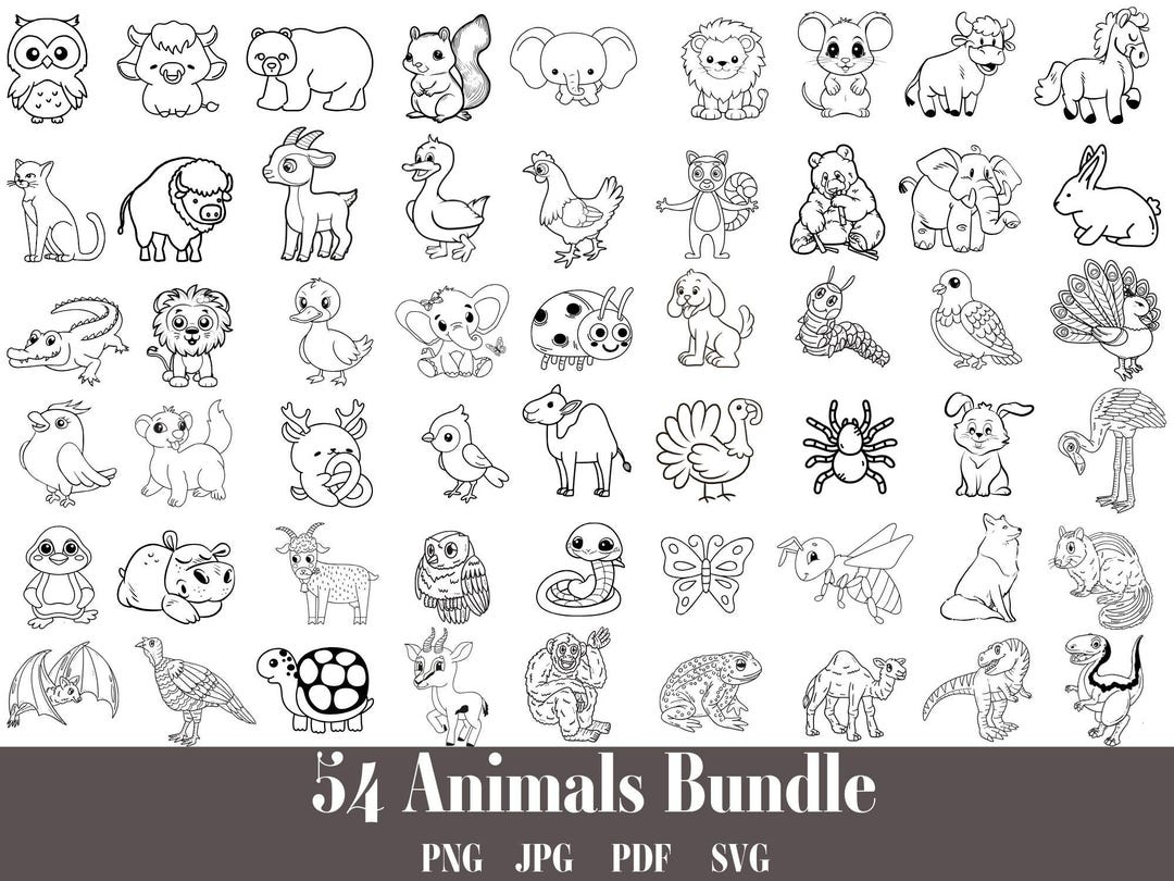 54 Animals Bundle SVG for Cut File -animals Bundle - Animal Digital ...