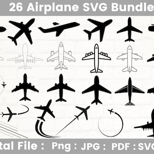 Airplane SVG Bundle: Silhouette Vector Graphics (Digital Download)