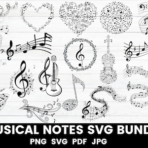 Music Notes Svg,Musical Notes Instant Download SVG,Music Notes PNG,Music Notes Cut Files For Cricut,Music Key,Music Notes Clipart