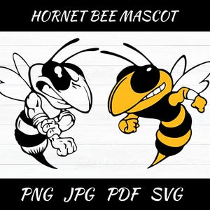 Hornet Bee Mascot SVG, PNG, PDF, jpg Instant Download Digital Download File Cuttable,Sports, Wasp, Football, Basketball, Bumblebee, School,
