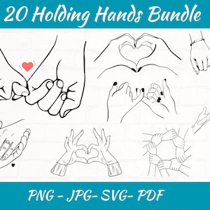 Holding Hands SVG Bundle: Couple Silhouette Clipart (Digital Download)