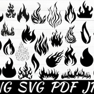 Fire Flame SVG Bundle, Fire Flame Clipart, Fire Svg Bundle, Fire Flames Svg, Flames Silhouette, Fire Flames Cut Files For Circut, Fire Svg