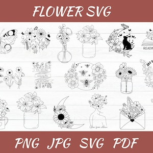 Flower Svg Png Bundle, Wildflower Svg Bundle, Floral Svg, Stay Wild Svg, Wild Flower Svg, Floral Frame Svg, Png, Shirt Svg Cut Files Cricut