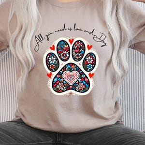 Dog Mama Valentine Floral Paw Png (Digital Download)
