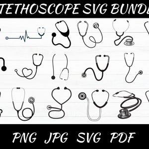 Stéthoscope SVG Bundle : docteur Clipart, fichiers PNG, JPG