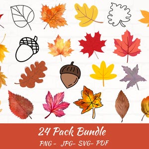 Fall Leaves SVG Bundle: Autumn Clipart (Digital Download)