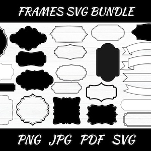 FRAMES SVG Label Frame CRICUT Vintage Label Clipart Wedding Card Svg Files Borders Silhouette Retro Sticker Digital Svg Png pdf Jpg