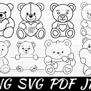 Teddy Bear Outline, Teddy bear Svg, Teddy bear Png, Bear Cricut, Bear cut file, Bear clipart, Teddy Bear Split Monogram SVG