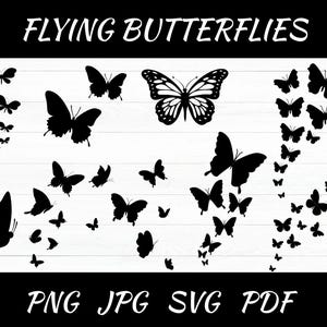 Flying Butterflies Svg bundle, Butterfly Svg, Butterfly Design Layout, Butterfly Swarm svg, Butterfly png, Cut Files For Cricut, Silhouette