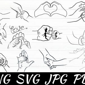 親子とハートの手プロッターファイル SVG Dxf PNG Pdf Jpg ママパパ クリカット ラブ シルエット 家族 クリップアート ビニール レーザーカット ファイル 赤ちゃん ママ