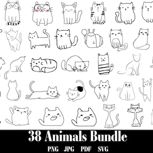 38 Animals Bundle SVG For Cut File - Animal Hand Drawn - Animal Digital File - Animals Cartoon - Animal For Cricut
