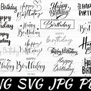 Happy Birthday PlotterdateiSvg Png - Schriftzug Cricut Design Element Silhouette Download Plottern Bundle - Clipart Vinyl Schnitt Datei