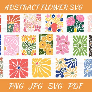 Boho Flower SVG Bundle: Retro Floral PNG, Danish Groovy Designs