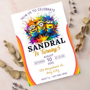 Editable Minion Birthday Invitation Template (Digital Download)