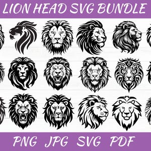 Lion Head Svg Bundle - Lions Svg - Lion Clipart - King Lion Silhouette Png - Roaring Lion Head Svg -Roaring Lion Svg - Lion Svg
