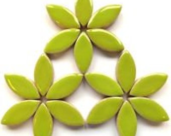 25mm Kiwi Lime Glazed Ceramic Petal Leaves //Mosaic Supplies//Mosaic Pieces//Crafts/Mosaics