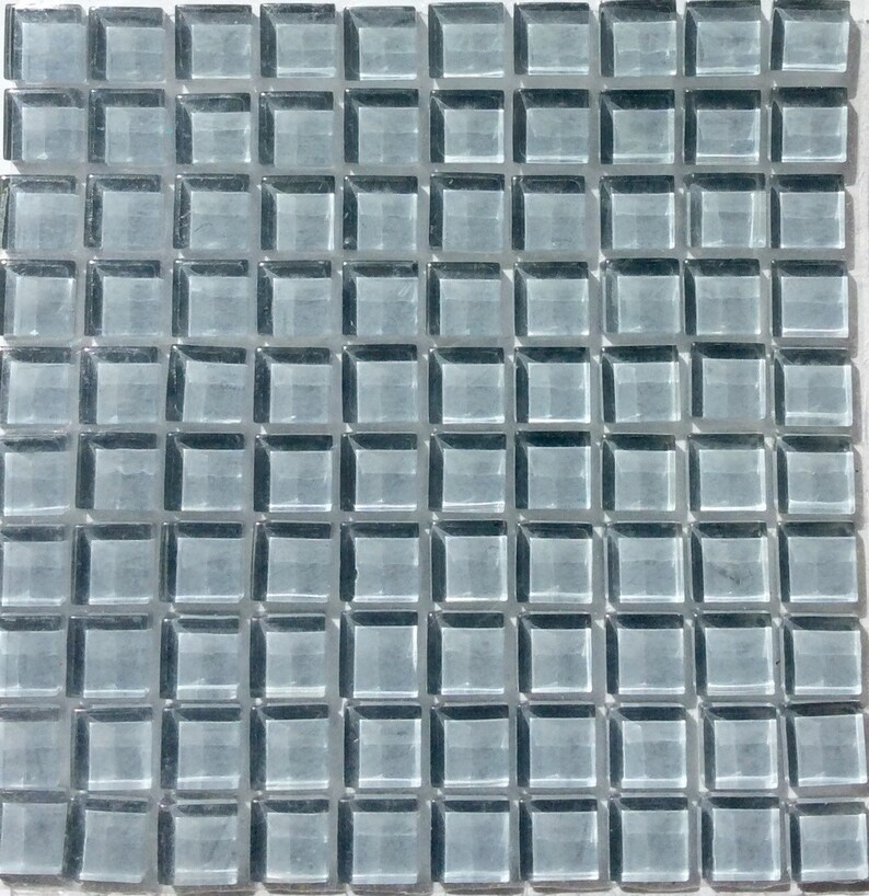 100 10mm Mini Gray Crystal Glass Mosaic Tiles 3 8 In Ebony Mosaics Supplies Crafts
