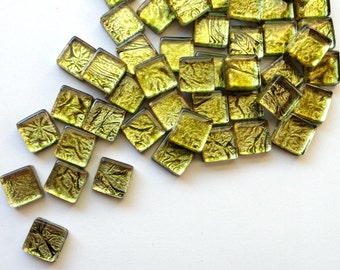 ON SALE 10mm MINI Antiqued Lime Kiwi Green Foil Mosaic Tiles//Mosaics//Mosaic Supplies//Mosaic Pieces//Crafts