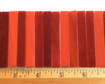 Red and Orange Tiffany Stained Glass BORDER Tiles//Mosaic Supplies//Craft Supplies