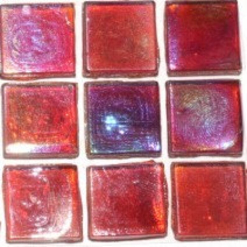 15mm 3 5 Ruby Red Iridescent Transpa Glass Mosaic Tiles Craft Supplies Hobby