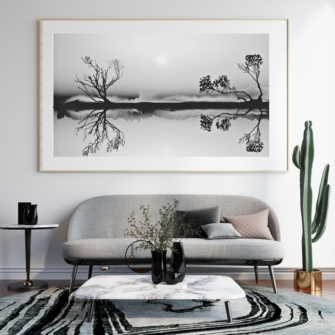 Black and White Landscape Wall Art Print, Abstract Printable Wall Art ...
