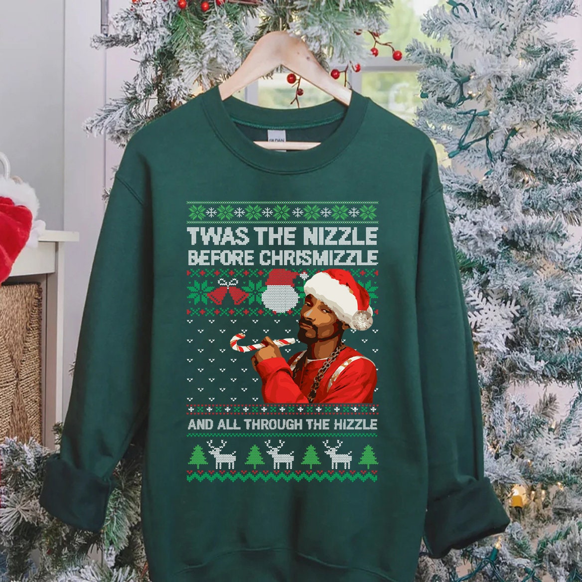 Discover Ugly Christmas 2022 Sweater Snoop Dogg 'Twas The Nizzle Before Chrismizzle Sweatshirt
