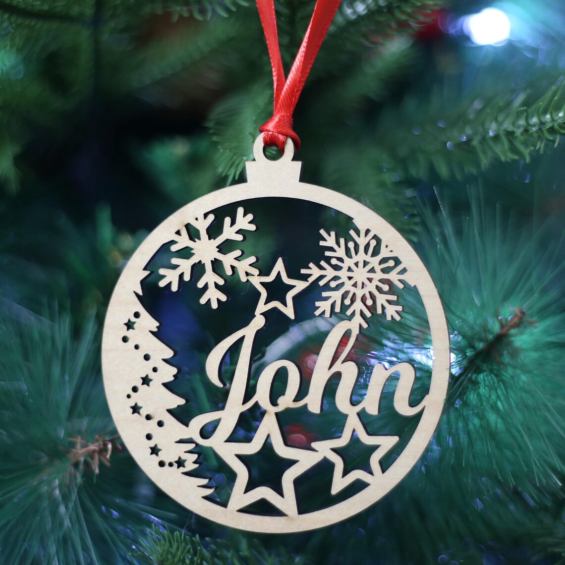 Personalized Laser Cut Wood Christmas Ornament, Custom Name - Etsy