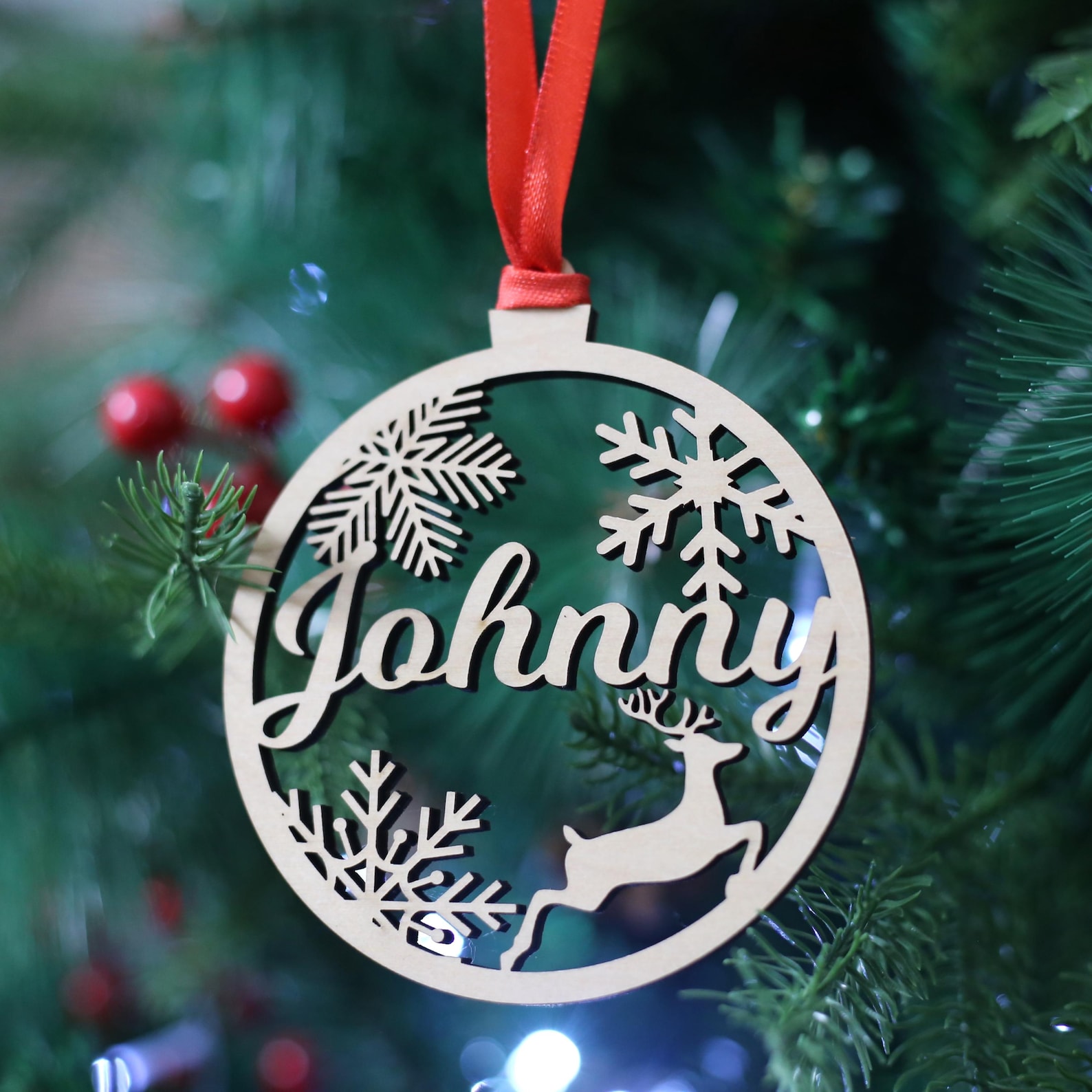 Personalized Laser Cut Wood Christmas Ornament, Custom Name - Etsy