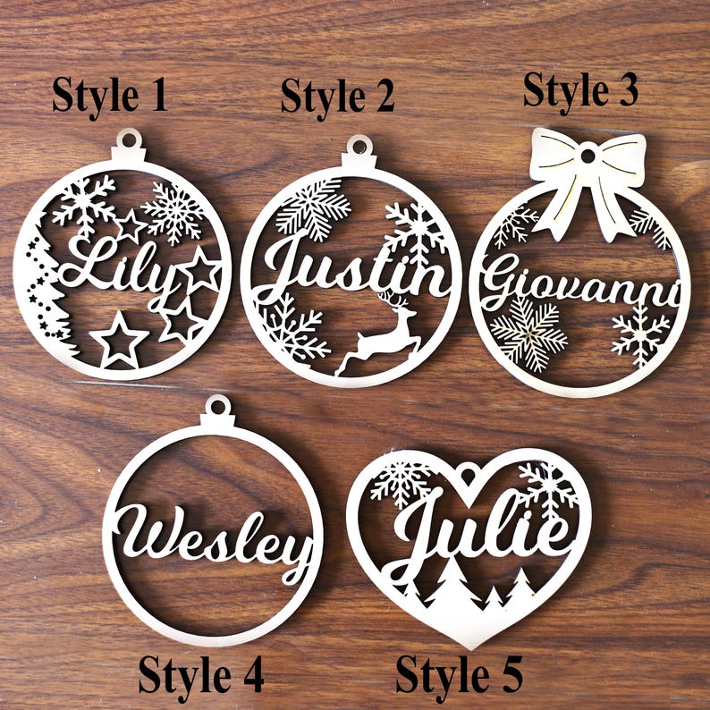Personalized Laser Cut Wood Christmas Ornament, Custom Name - Etsy