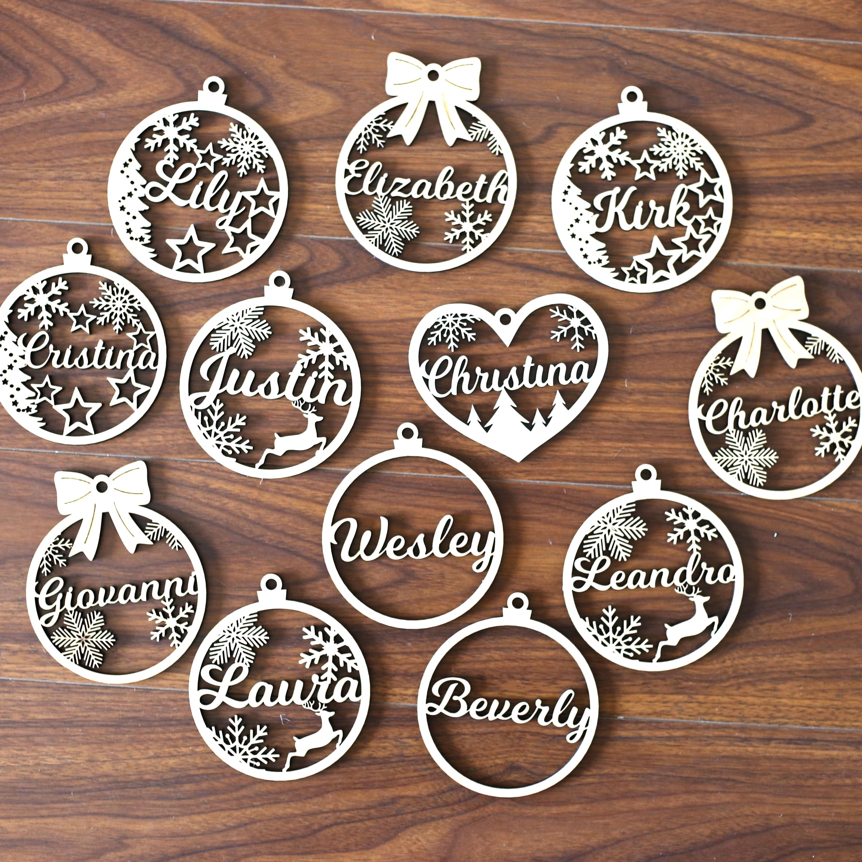 Personalized Laser Cut Wood Christmas Ornament, Custom Name - Etsy