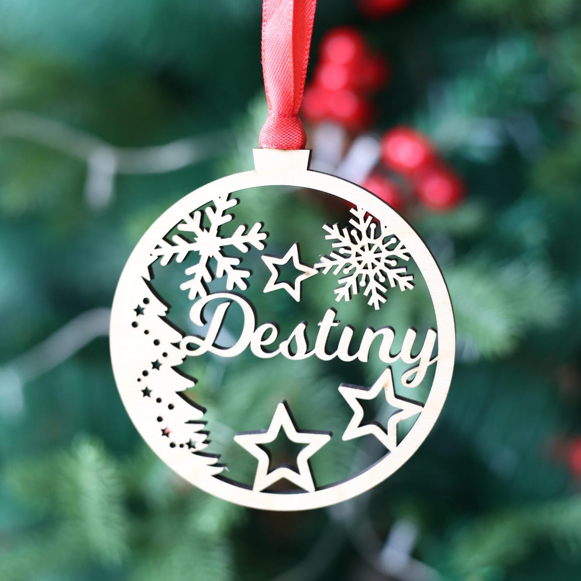 Personalized Laser Cut Wood Christmas Ornament, Custom Name - Etsy