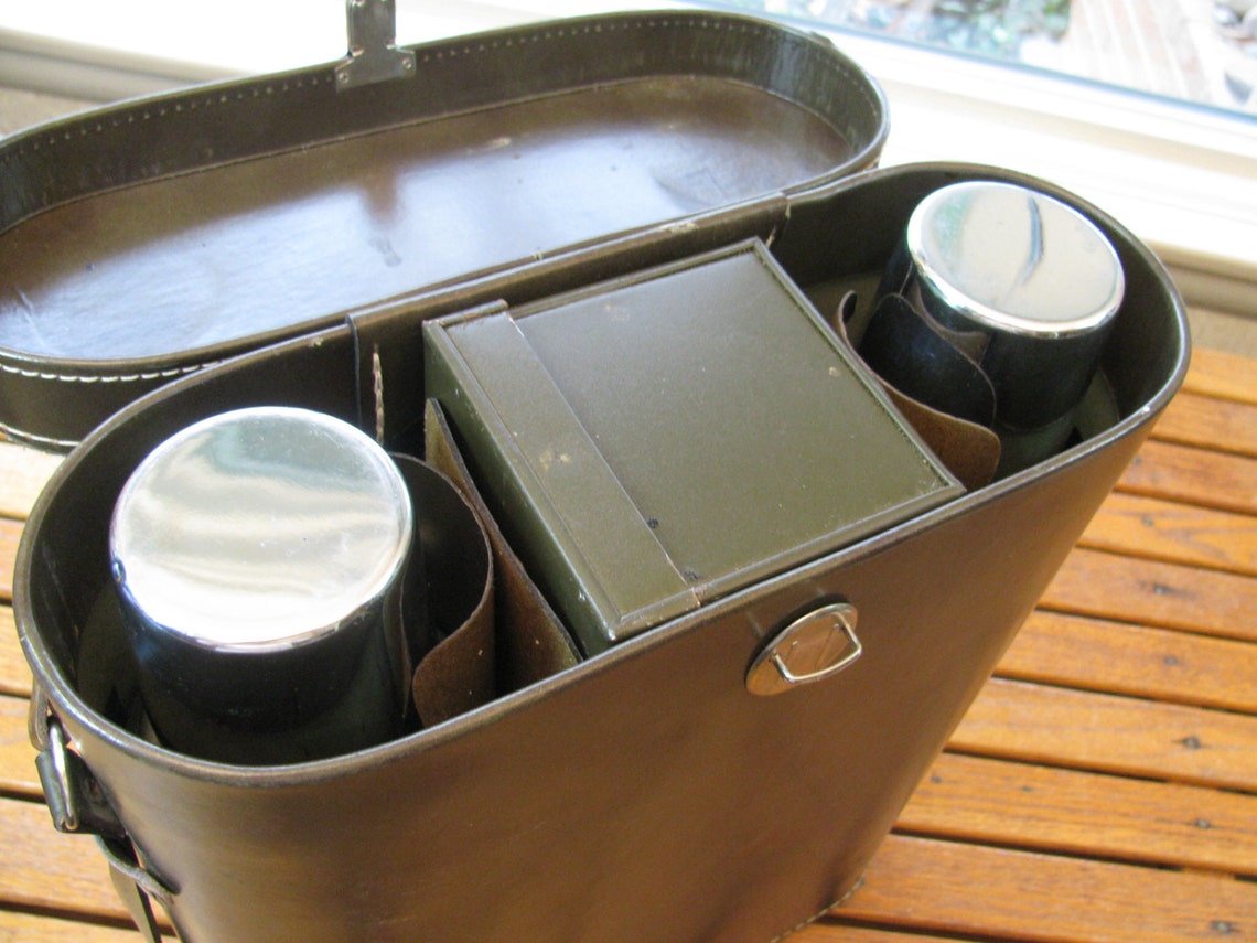 Stanley 2 Thermos Set in Leather Case w/ Metal Sandwich Box Etsy