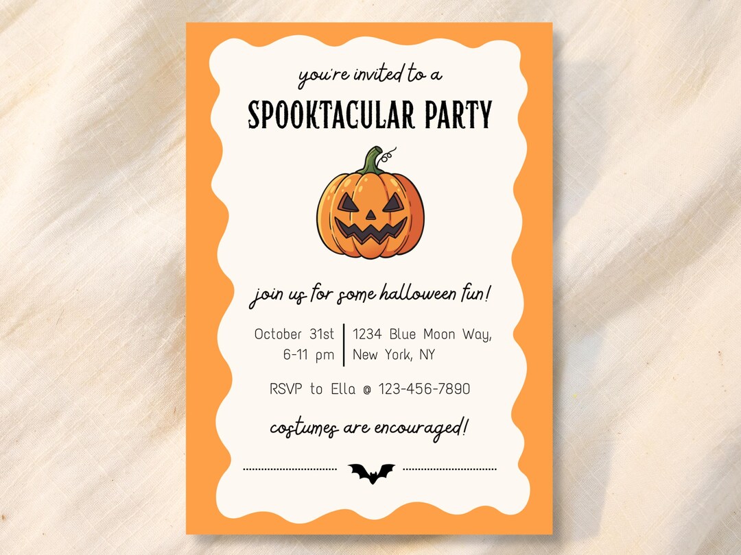 Spooktacular Halloween Party Invitation Template, Simple Halloween ...