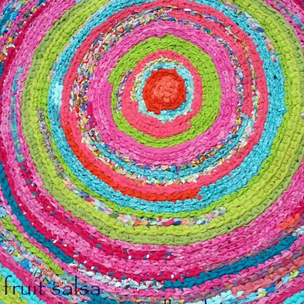 Reserved for Tammy Palm Beach inspired rag rug "braided" crochet rug HANDMADE IN USA. coastal tropical colors