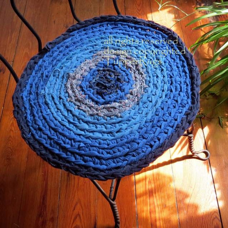 Rag rug Chair pads Set of 4 round crochet braided Etsy