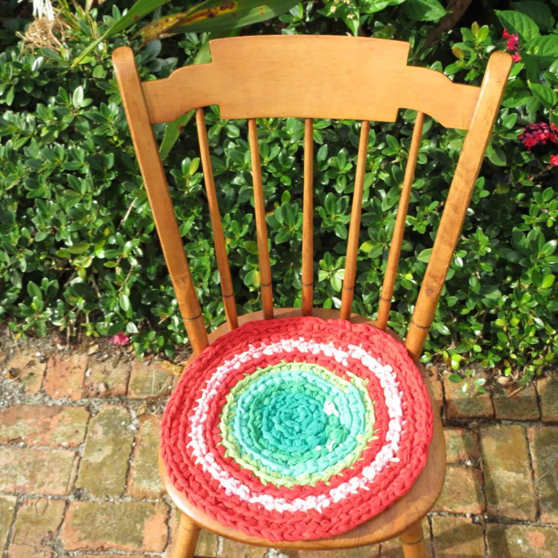 Rag rug custom chair pads Set of 4 round in your colors Etsy