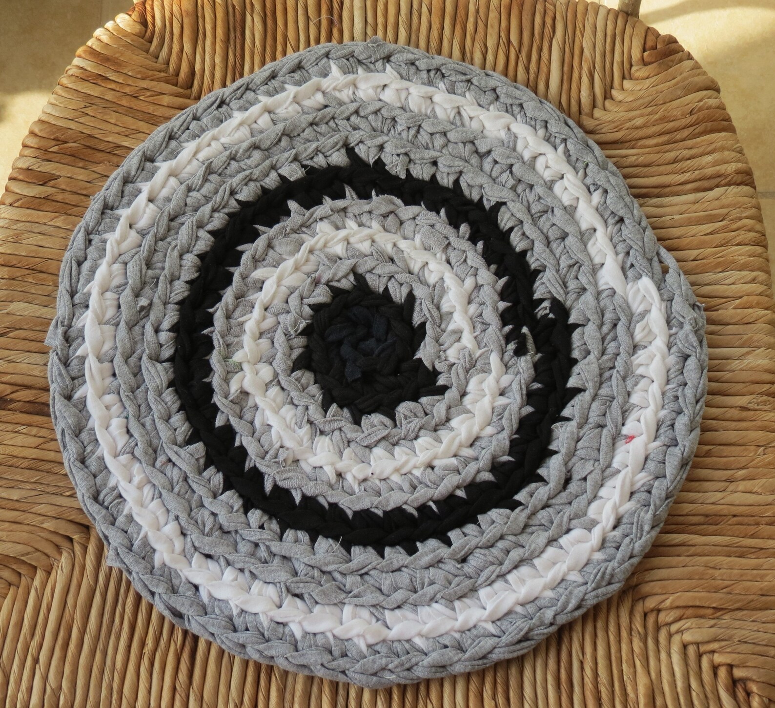 Rag rug chair pads Set of 2 round crochet braided Etsy