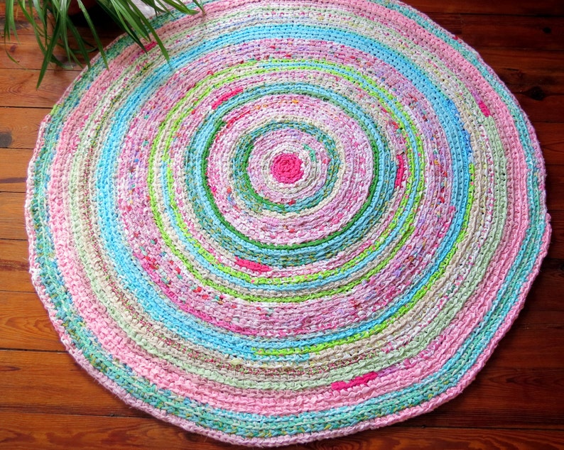 Rag rug hand crocheted braided rug custom order Etsy