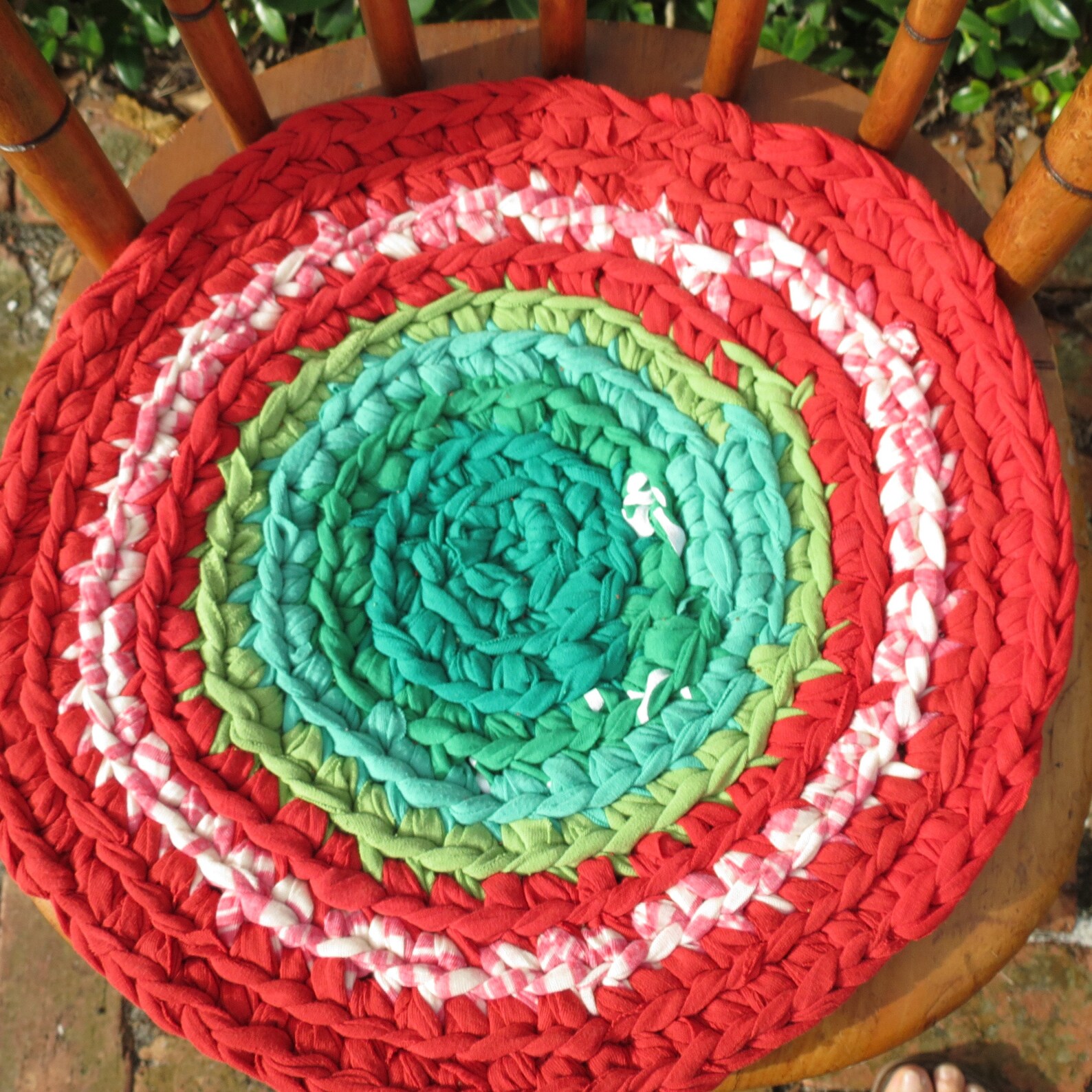 Rag rug custom chair pads Set of 4 round in your colors Etsy
