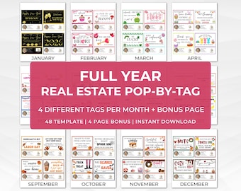 Realtor Pop By Tags | Digital Download | 2026 Real Estate Marketing | Editable | Referral Gift | 12 Month Marketing