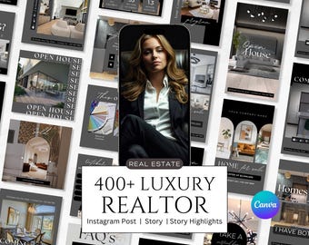 400+ Real Estate Instagram Post + Story + Highlights Templates for Canva | Instagram Canva Template | Luxury Realtor Templates