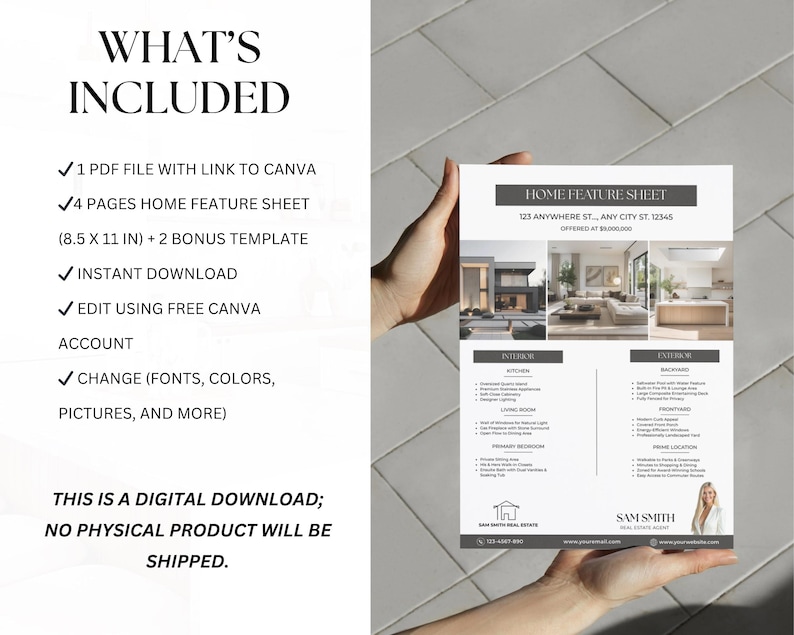 Real Estate Home Feature Sheet, Agent Listing Flyer, Open House Flyer ...