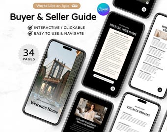 Buyer & Seller Guide Bundle for Realtors | Works Like an App | Listing Presentation + Buyer Consultation | Editable Canva Templates PDF