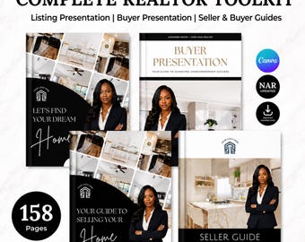Luxury Real Estate Presentation Bundle | Modern Listing Buyer Presentation, Seller Buyer Guide | Premium Realtor Canva 2026