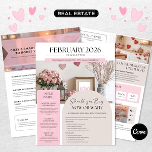 February Real Estate Newsletter | Email Marketing | Editable Canva Template | Realtor Newsletter | Winter Real Estate Marketing
