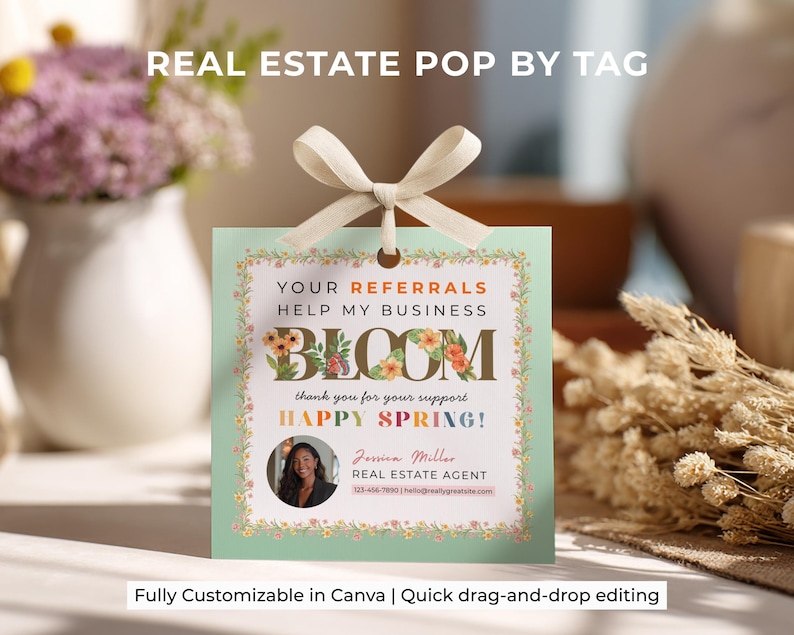 Spring Realtor Image Spring Realtor Tags | Pop-by Marketing for Realtors | Canva Template ...