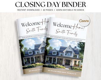 Closing Day Binder Template | Closing Gift | Homeowner | Real Estate Marketing | Canva | New Homeowner Gift | New Homeowner Welcome Packet