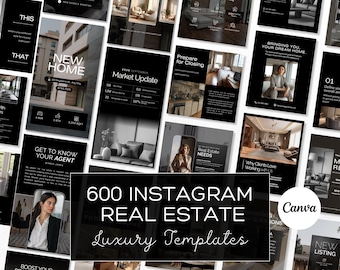 Kit per i social media del settore immobiliare, 600 modelli Instagram per agenti immobiliari, modificabili in Canva